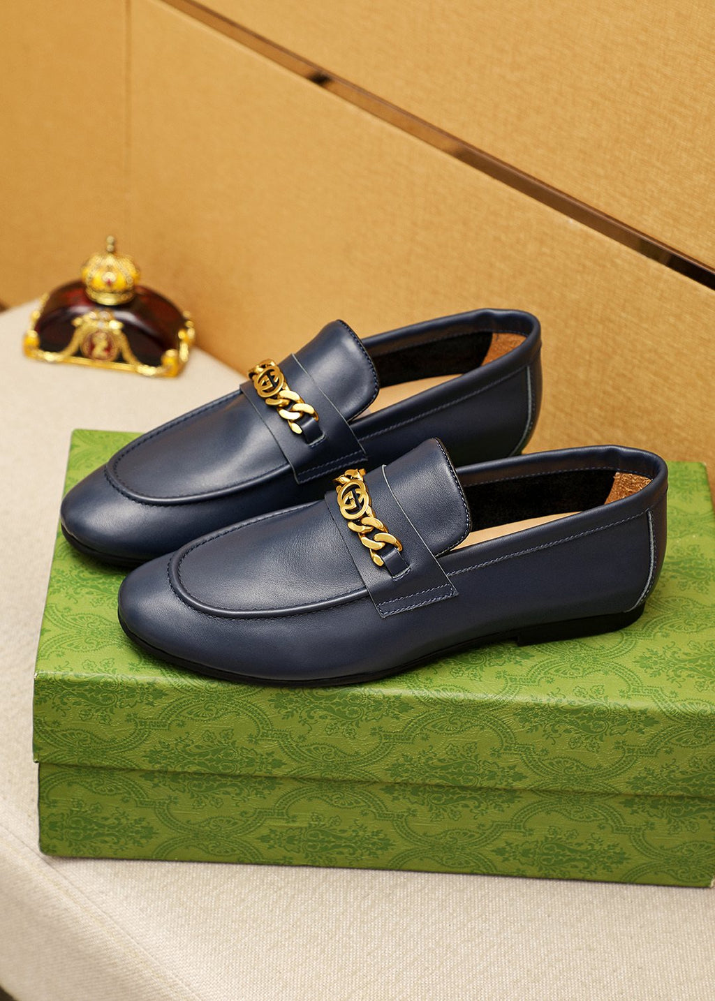Gucci Leather Chain Loafers — front