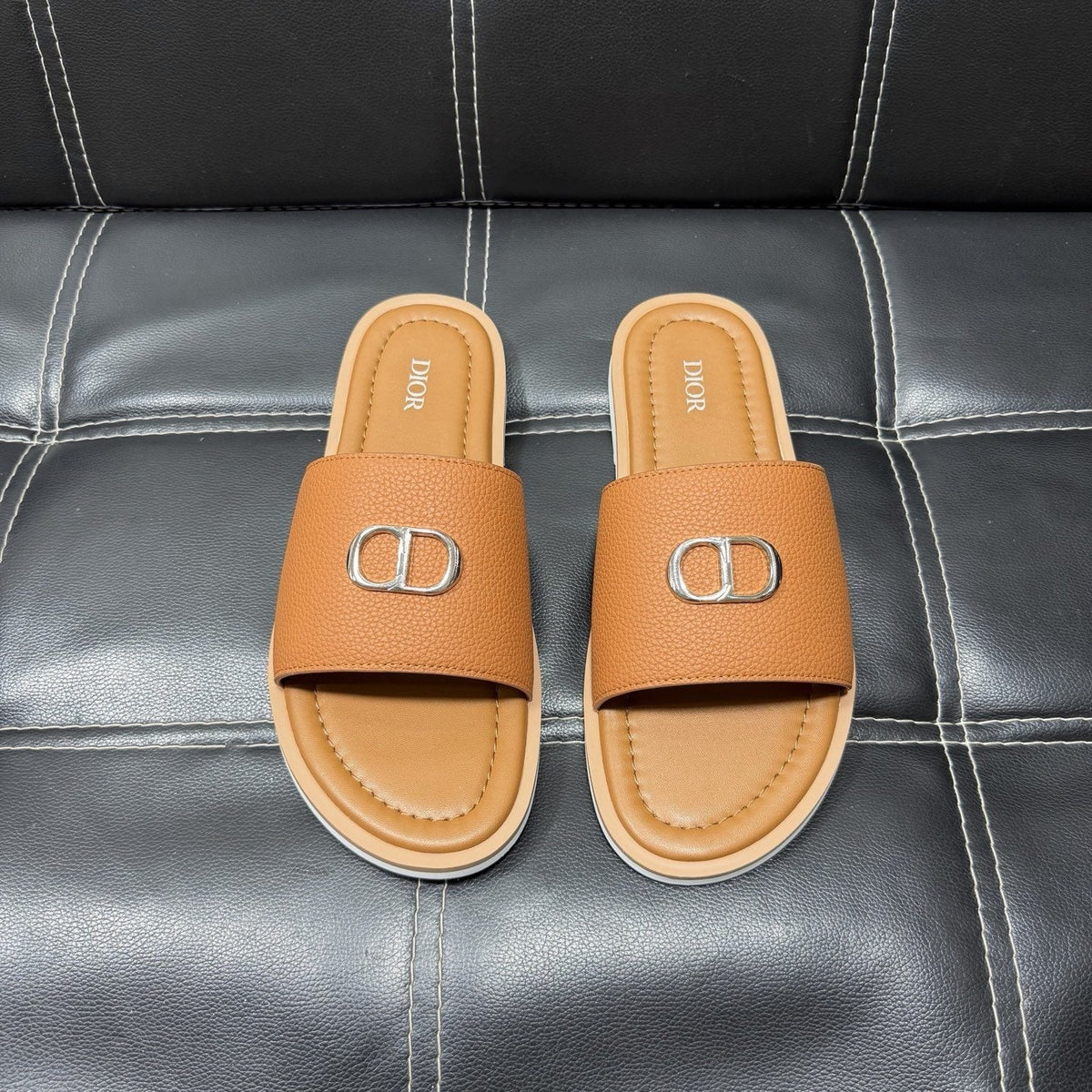 Dior CD Emblem Slide Sandals — front