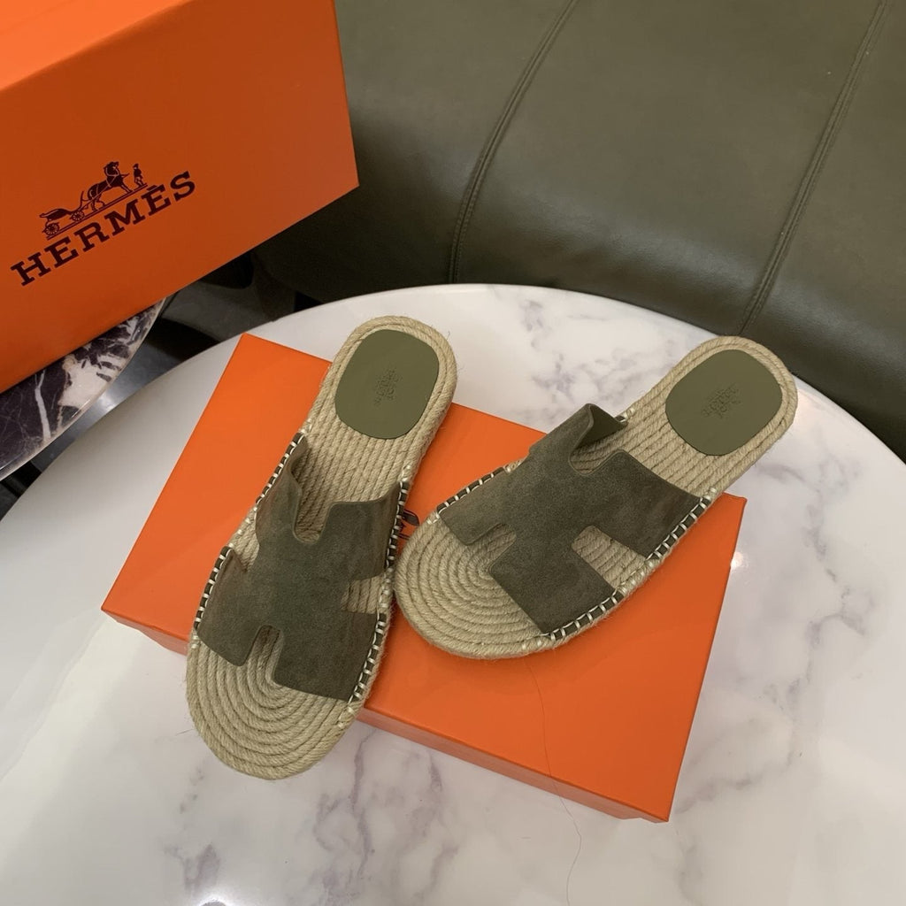 Hermès H-Cut Braided Slide Sandals — front