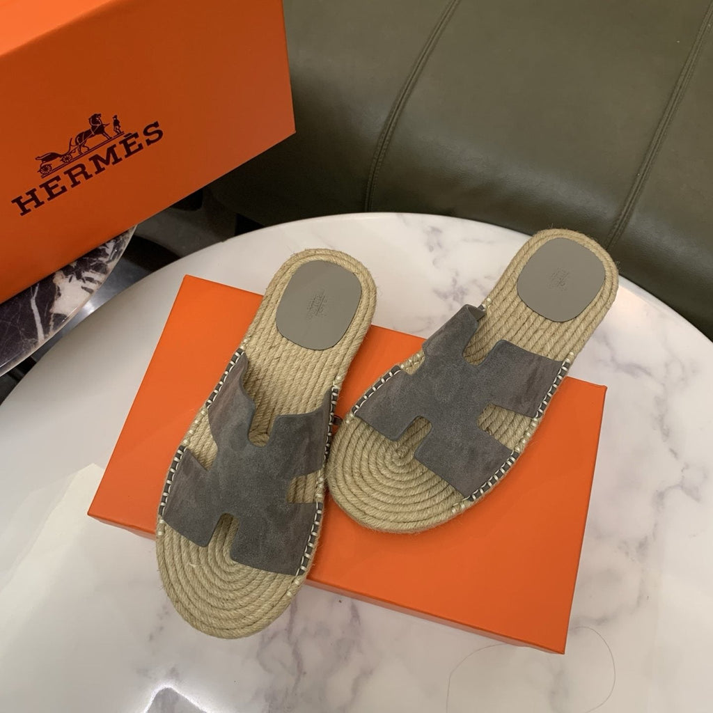 Hermès H-Cut Braided Slide Sandals — front