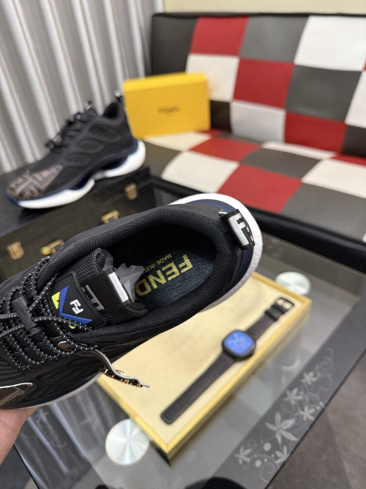Fendi Patterned Toe Low-Top Sneakers — label
