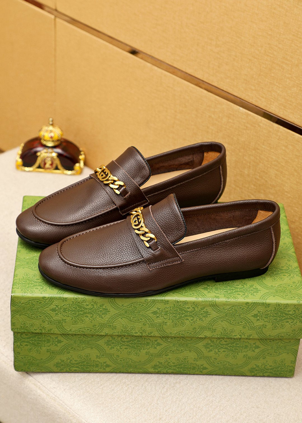 Gucci Pebble Leather Loafers — front