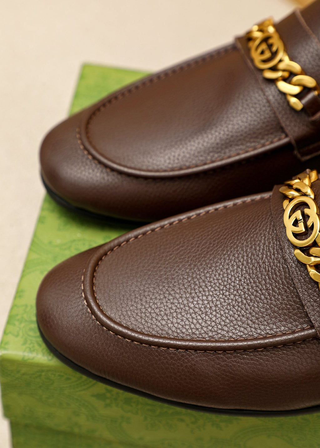 Gucci Pebble Leather Loafers — detail