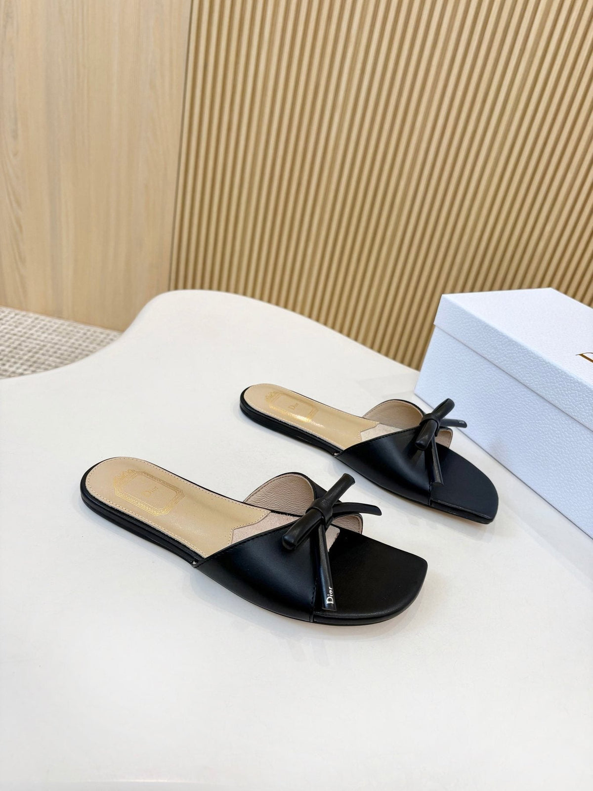 Dior Bow-Detail Slide Sandals — front