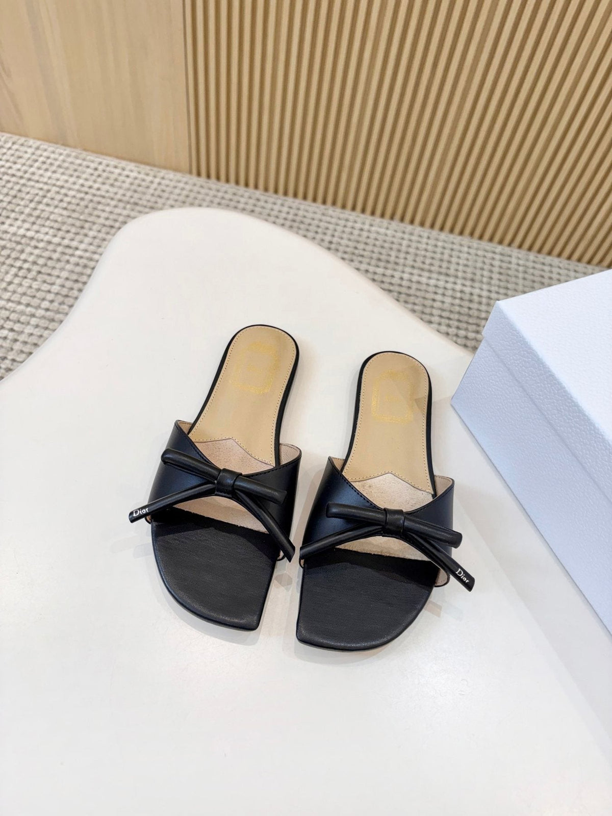 Dior Bow-Detail Slide Sandals — front