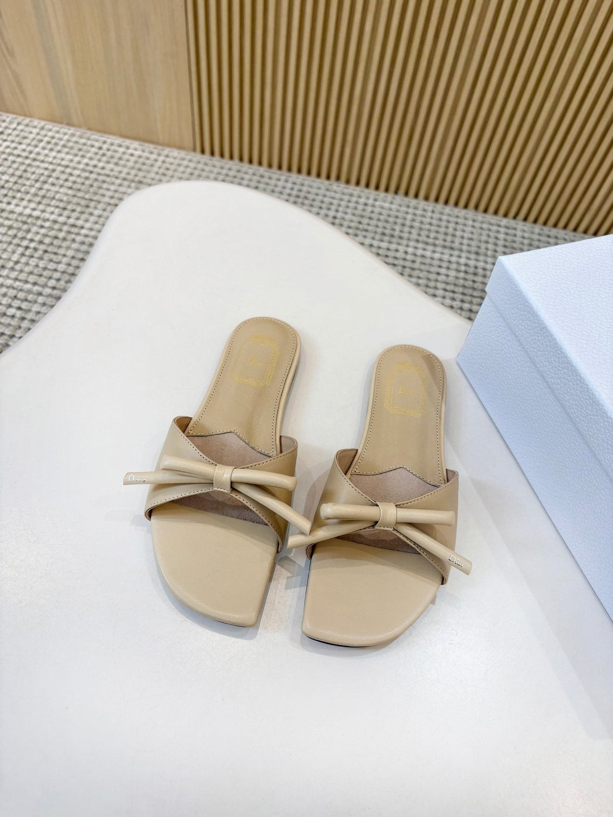 Dior Bow-Detail Slide Sandals — front