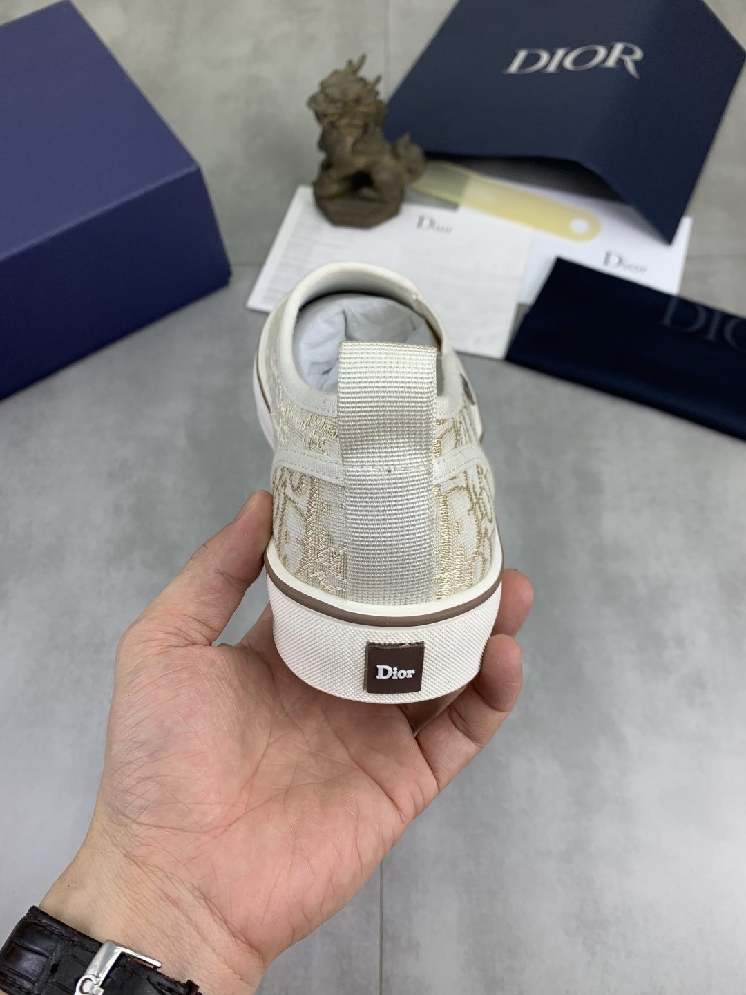 微商相册测试鞋子-Dior Cream Beige Patterned Slip-On Sneakers — back
