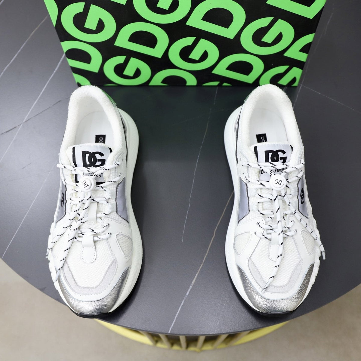 Dolce & Gabbana Black & White Athletic Sneakers — front