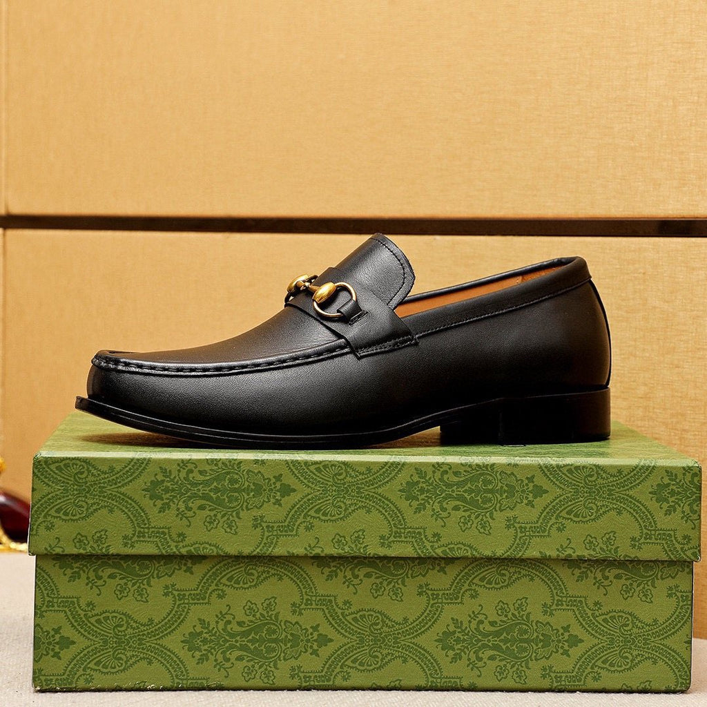GUCCI Leather Horsebit-Style Loafers — side