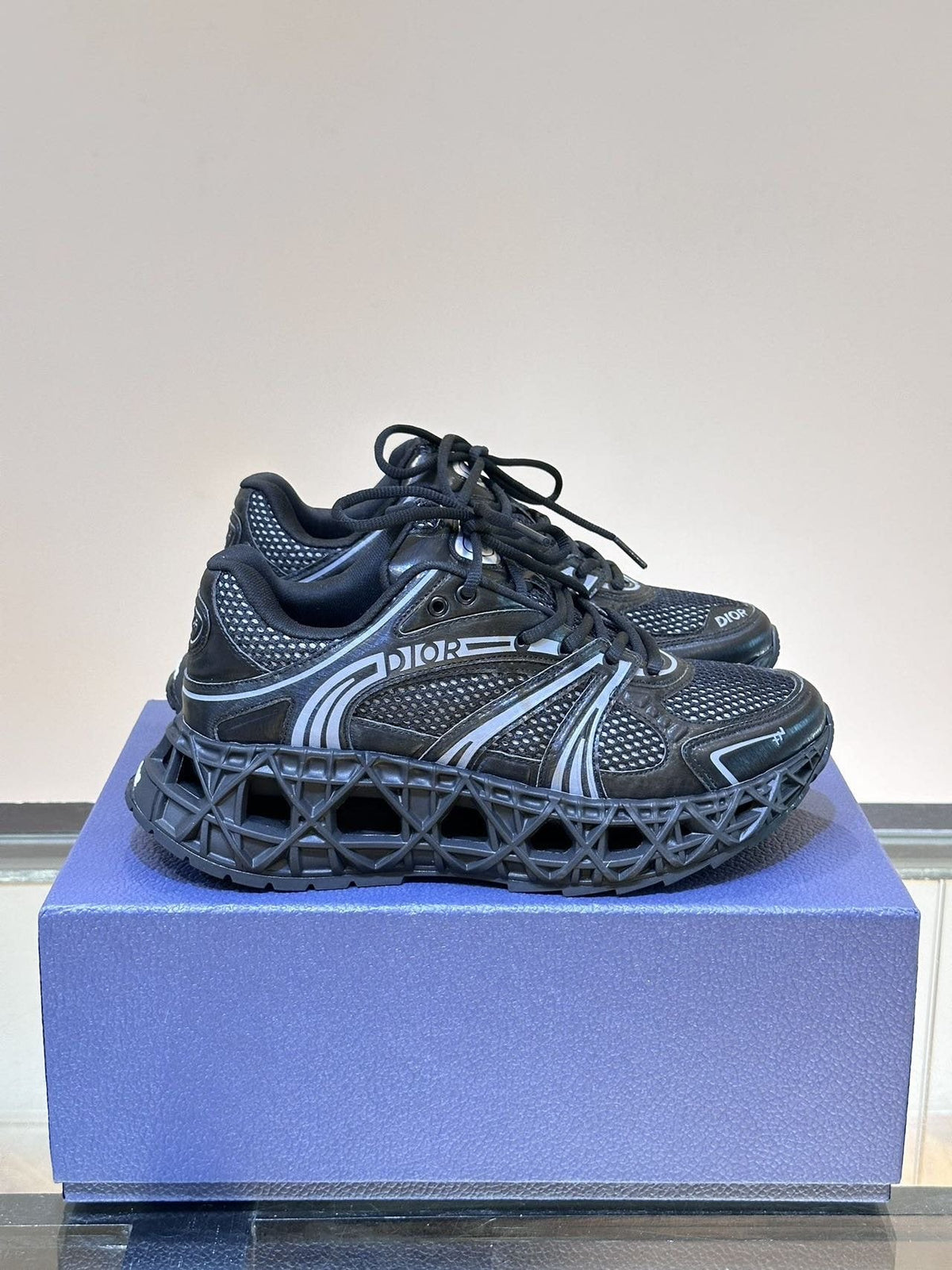 Dior B35 Black Turquoise Sneakers — front