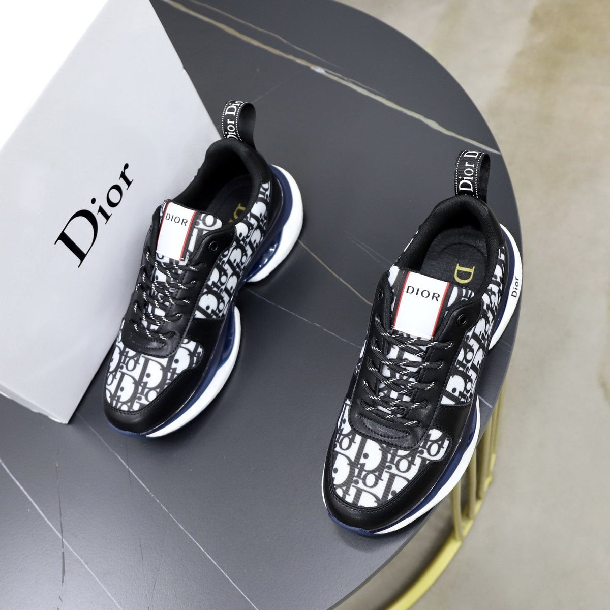 Dior Patterned Lace-Up Sneakers — front