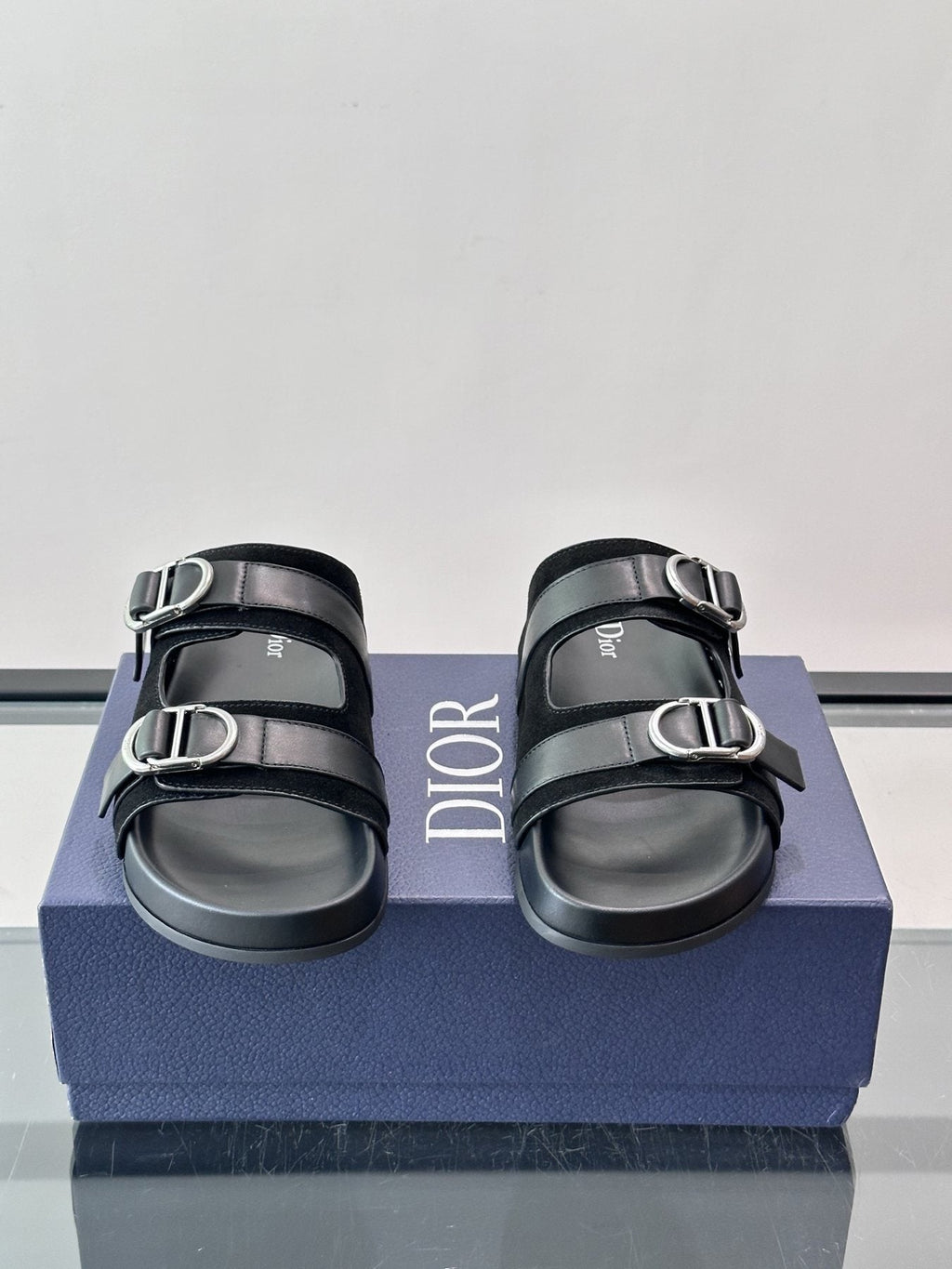Dior Two-Strap Buckle Sandals — side