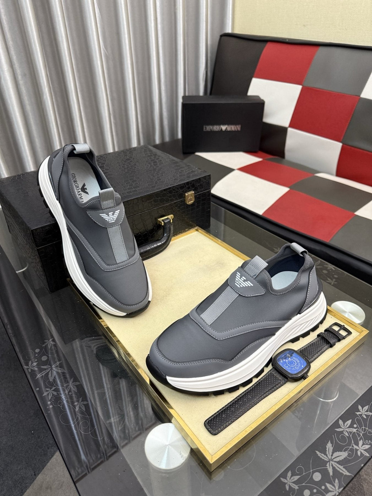 Armani Layered Slip-On Sneakers — side