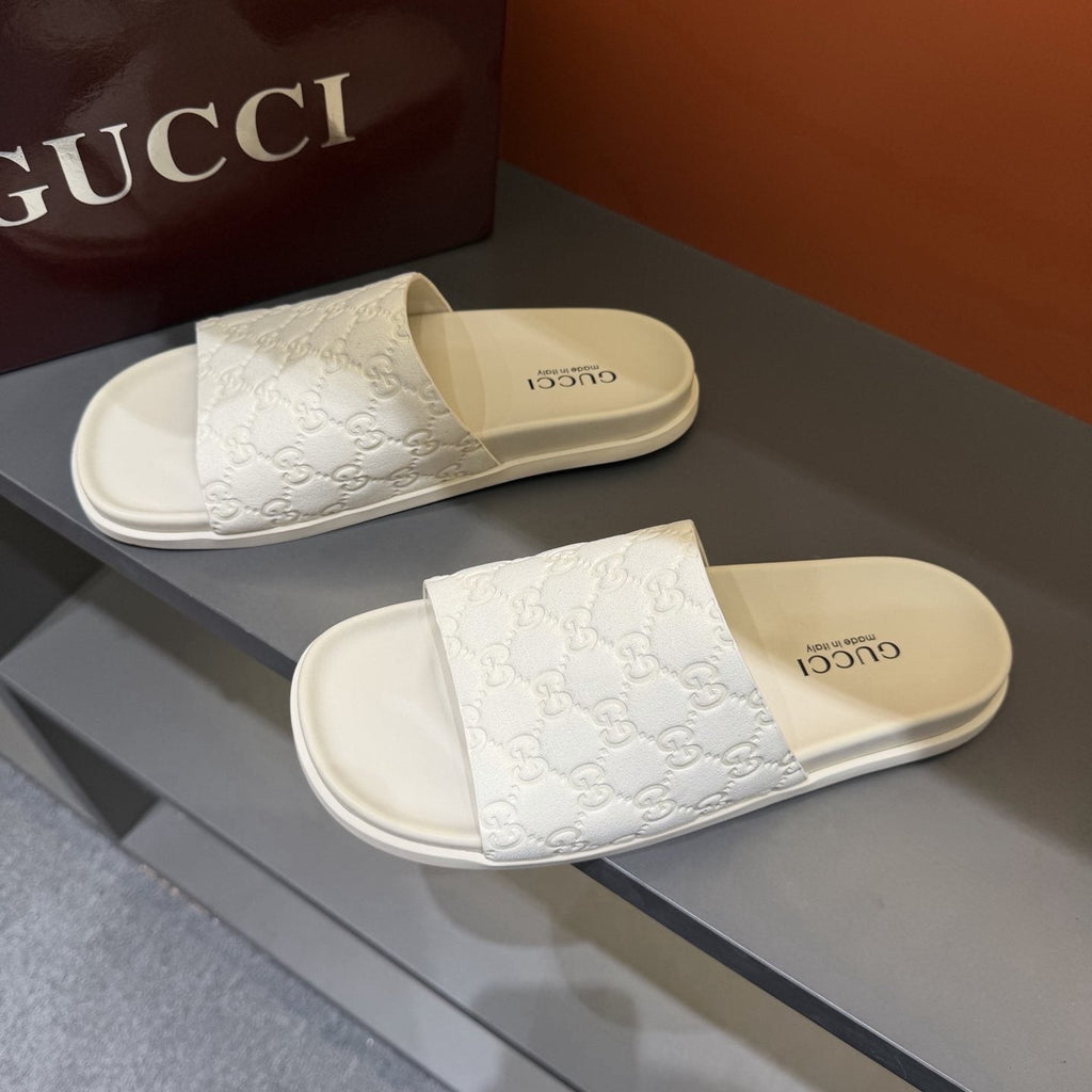 Gucci Embossed Strap Slide Sandals — front