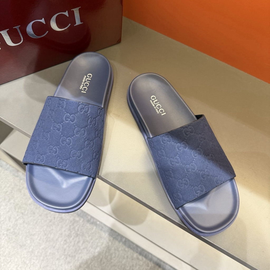 Gucci Embossed Strap Slide Sandals — front