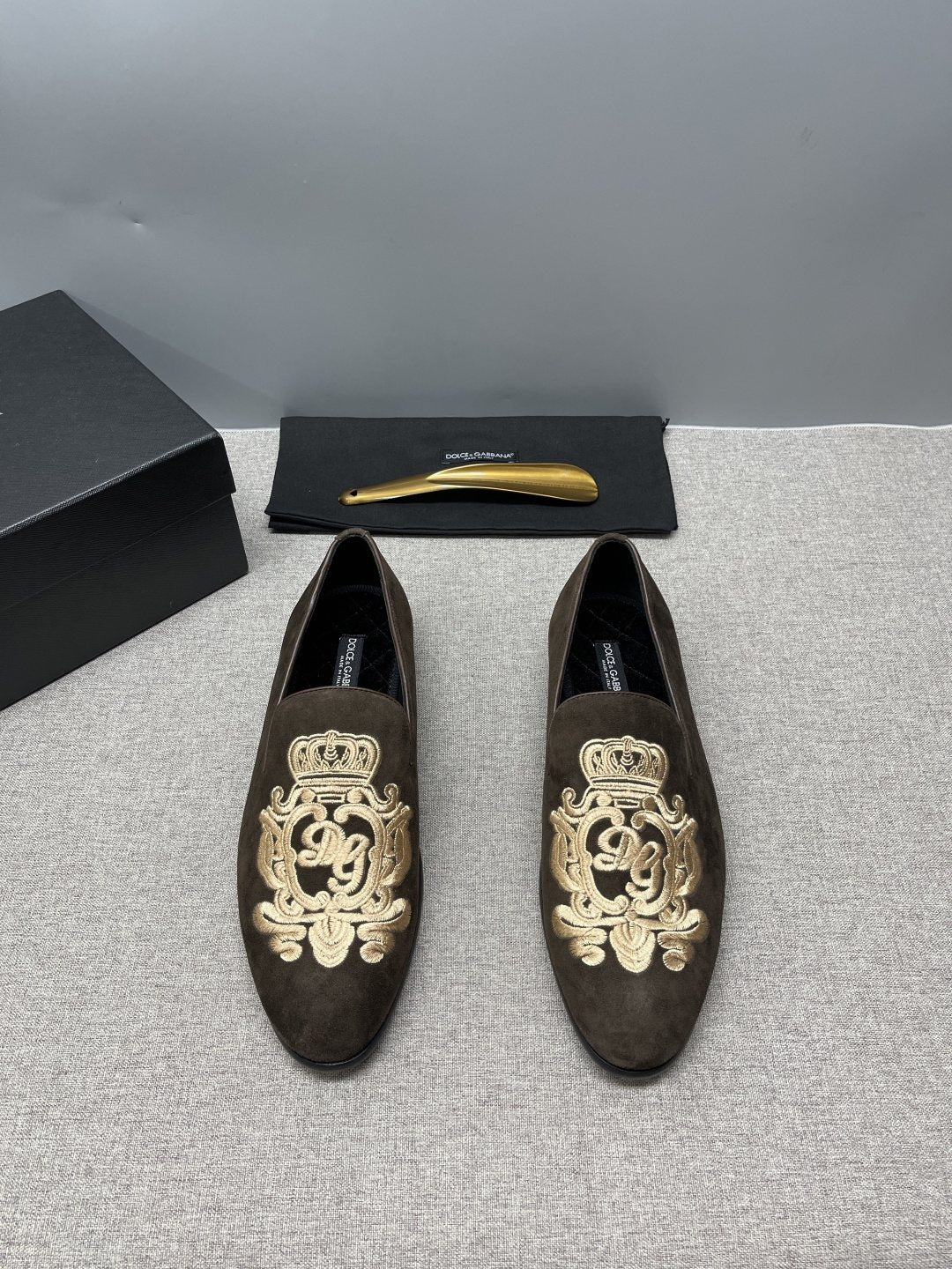 Dolce & Gabbana Crown Embroidered Loafers — front