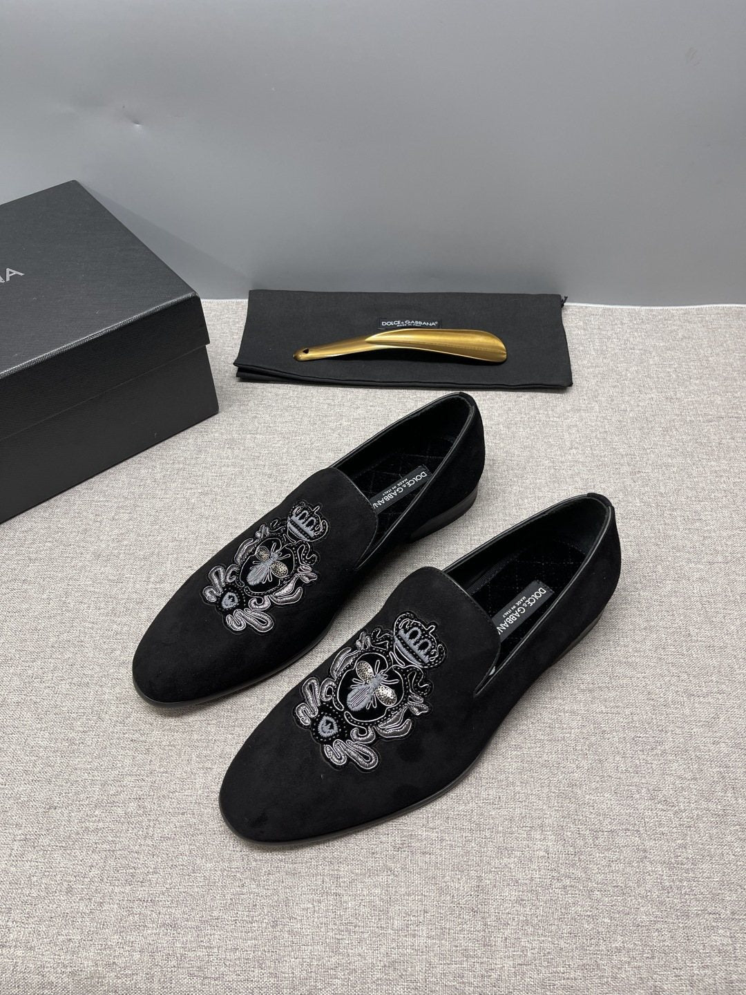 Dolce & Gabbana Crown Embroidered Loafers — front