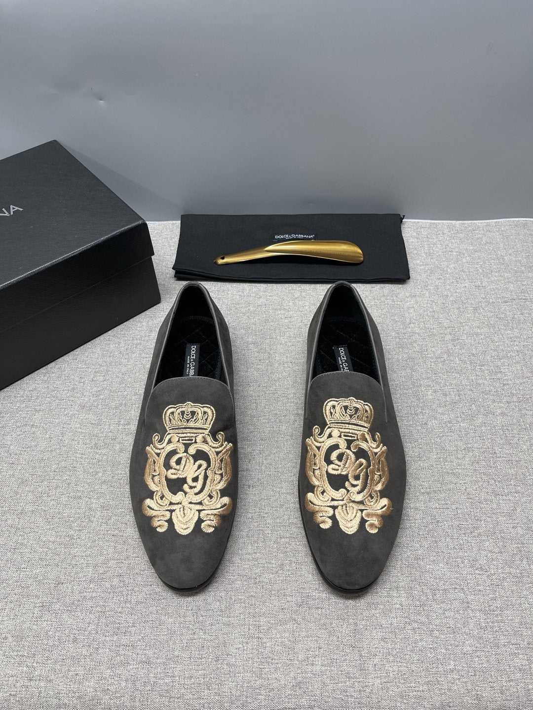 Dolce & Gabbana Crown Embroidered Loafers — front