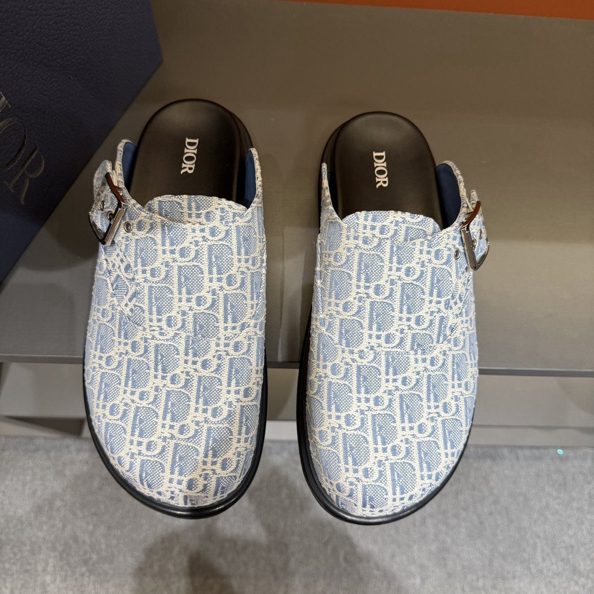 Dior Monogram Buckle Mule Shoes — front