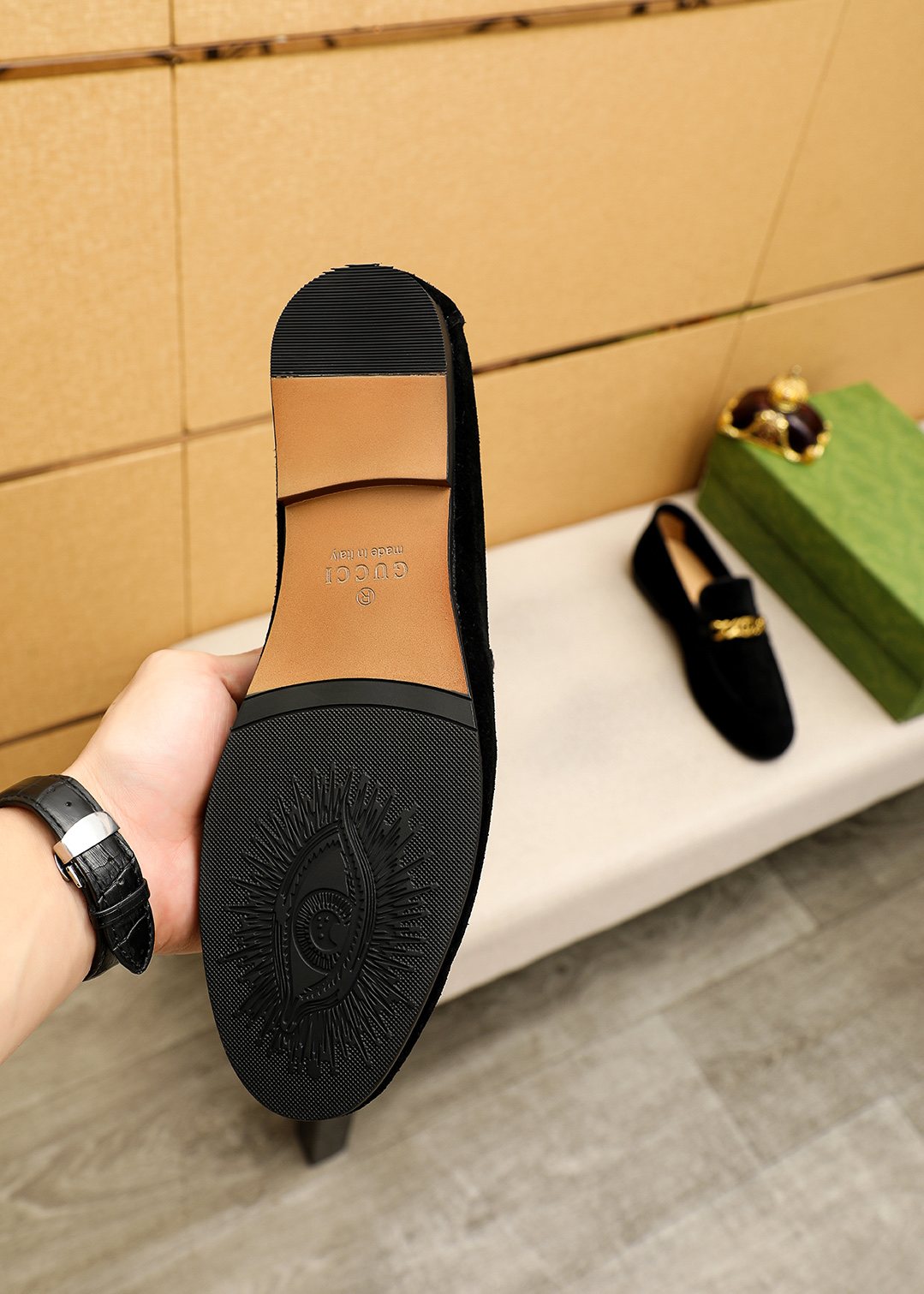 GUCCI Chain Detail Loafers — back