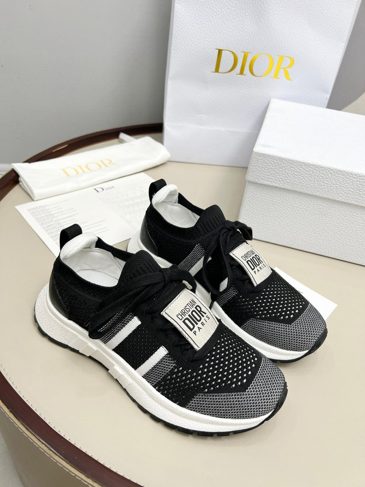 Dior Knit Lace-Up Sneakers — front