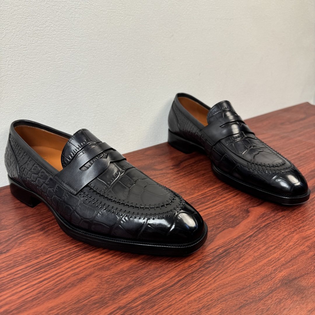 Berluti Embossed Burnished Loafers — front