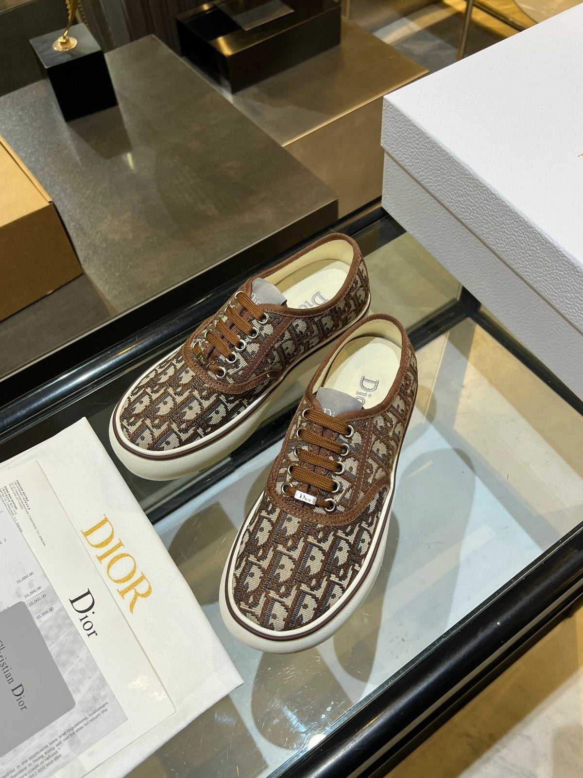 Dior Embroidered Floral Low-Top Sneakers — front