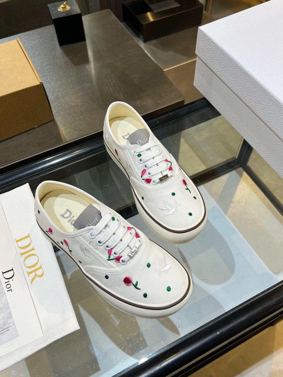 Dior Embroidered Floral Low-Top Sneakers — hero