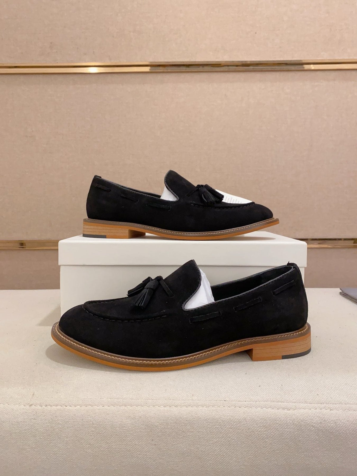 Brunello Cucinelli Suede Tassel Loafers — front
