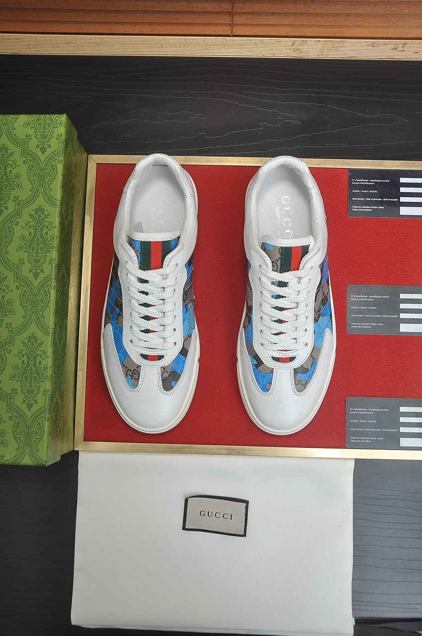 Gucci Patterned Panel Low-Top Sneakers — front