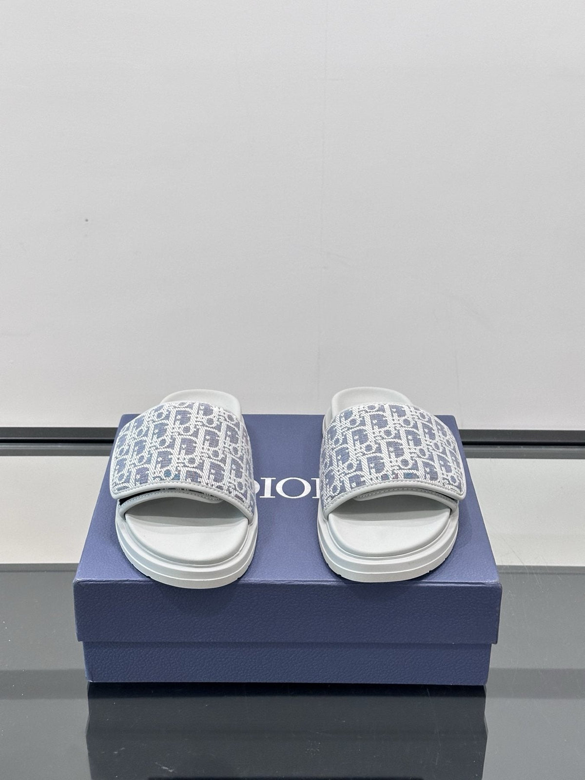 Dior Patterned Strap Slide Sandals — front