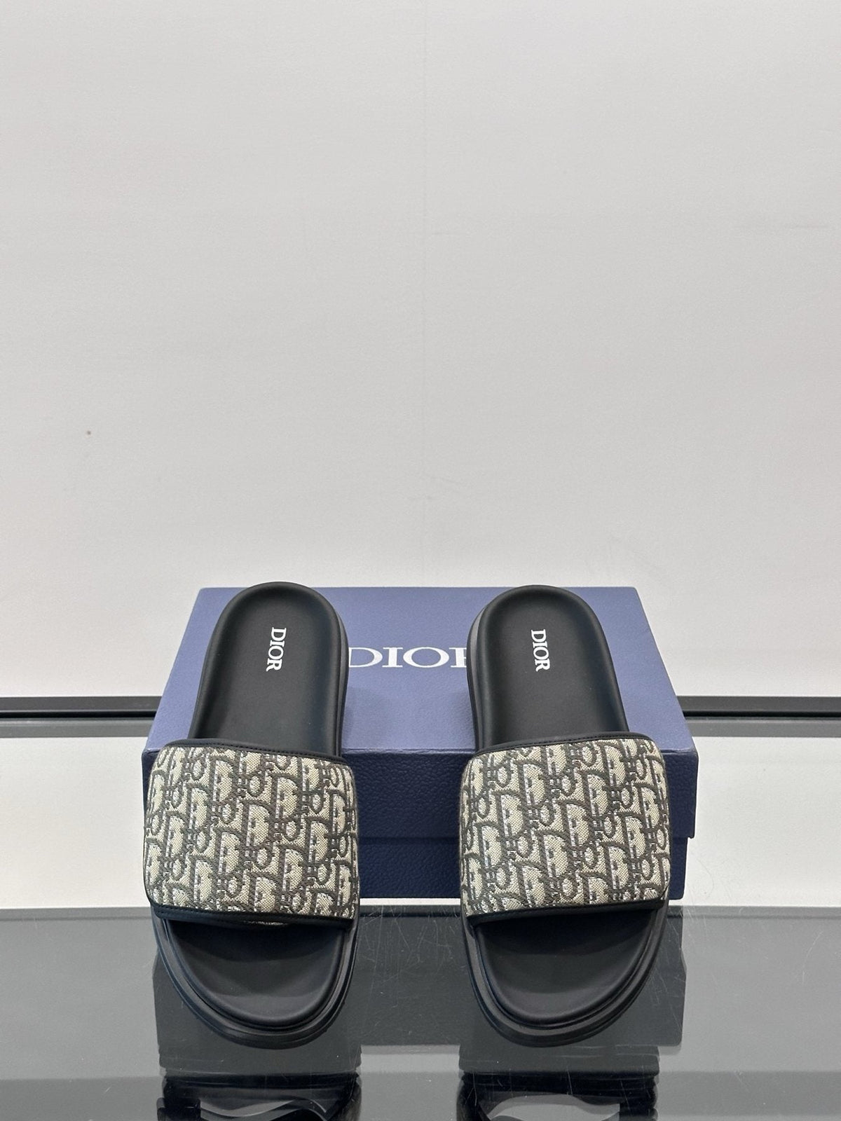Dior Patterned Strap Slide Sandals — front