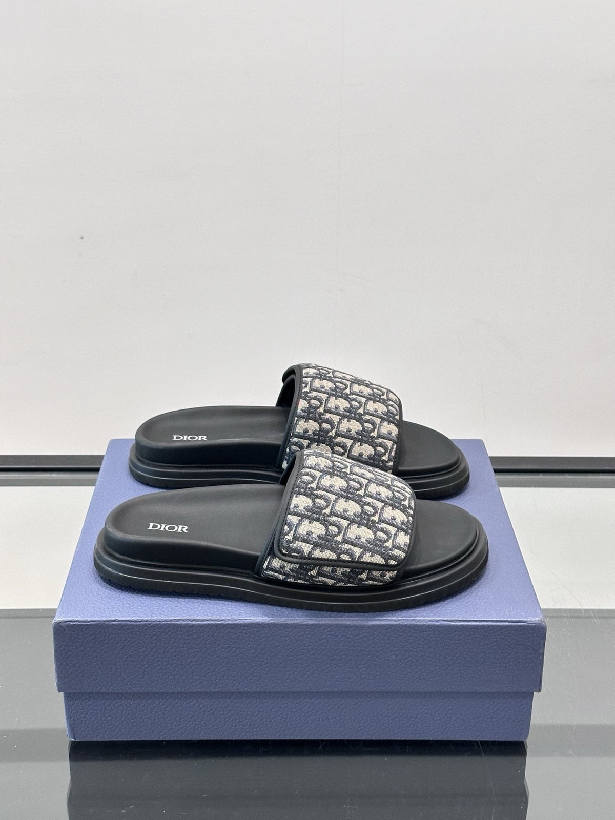 Dior Patterned Strap Slide Sandals — front