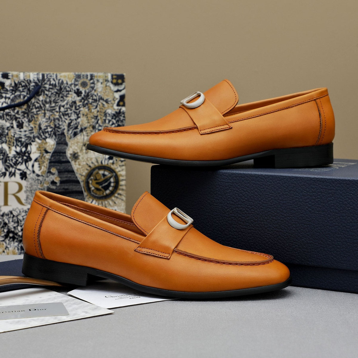 Dior Double-Ring Buckle Loafers — front