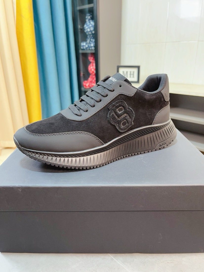 BOSS Olive Green Low-Top Sneakers — side