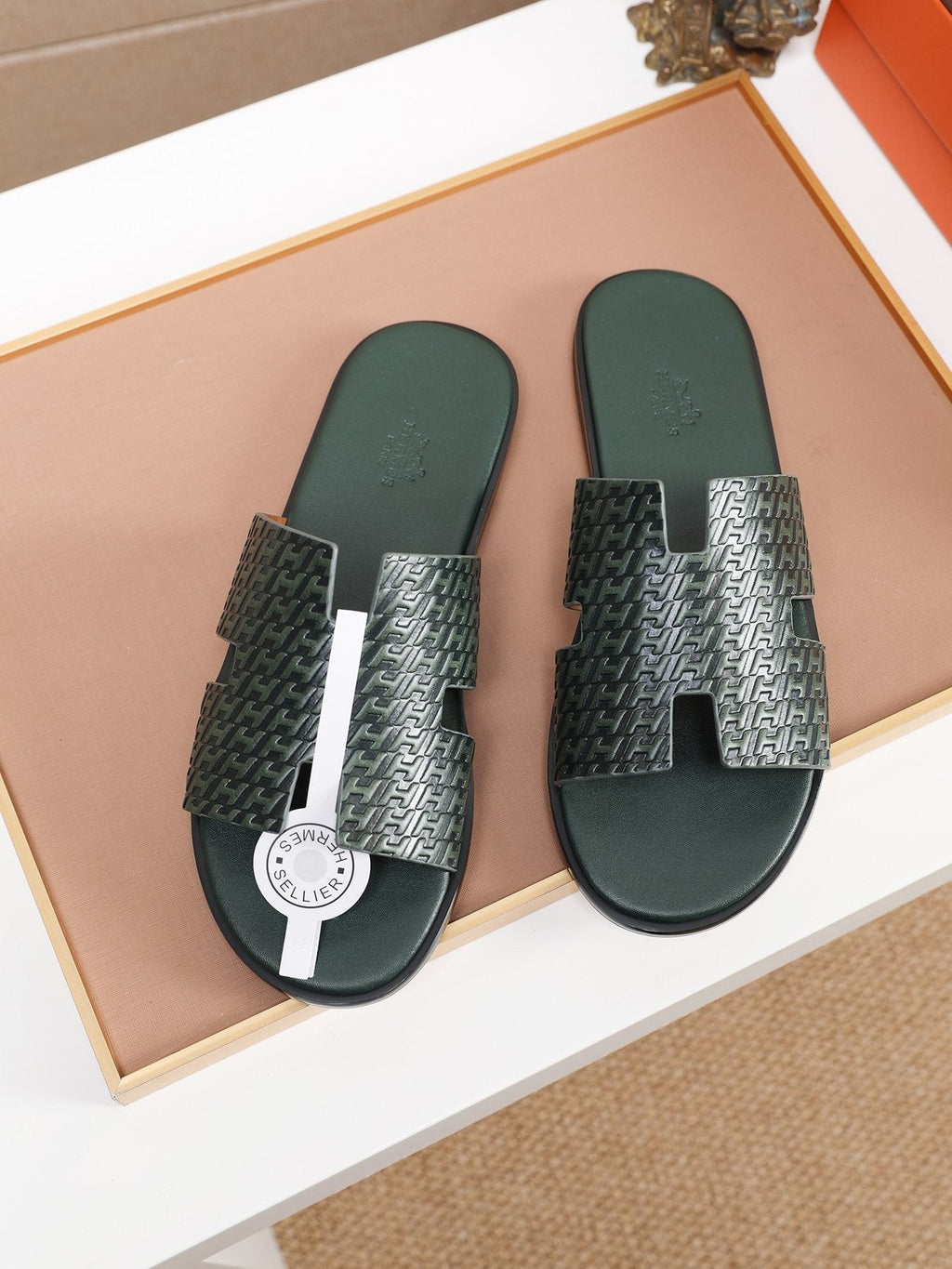 Hermès Textured H Slide Sandals — front