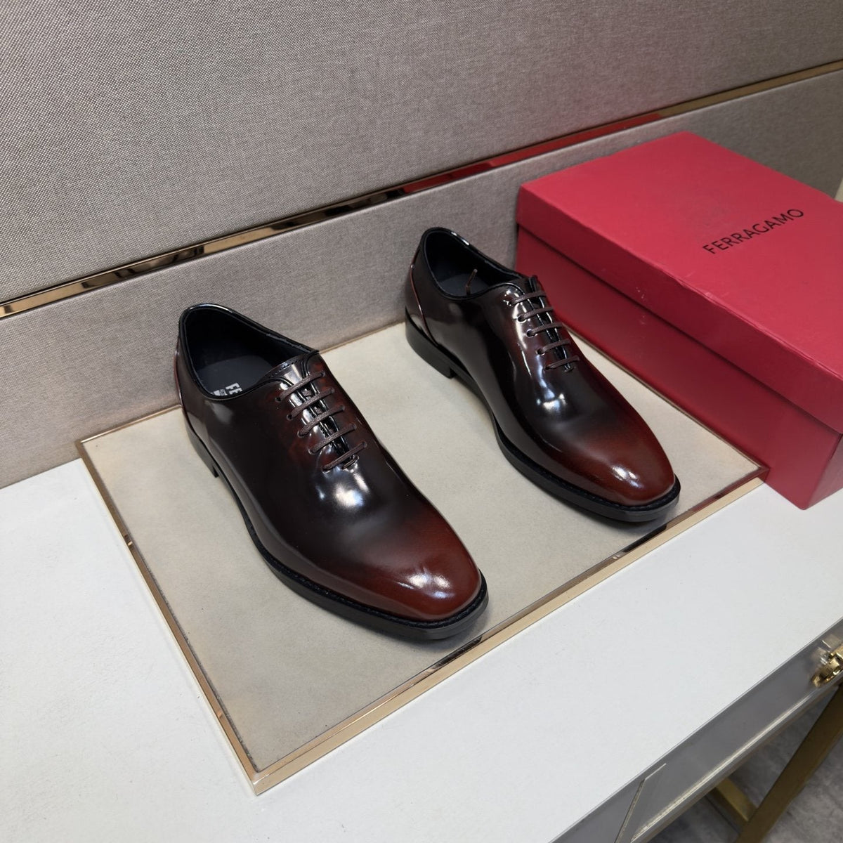Ferragamo Men's Lace-Up Oxford Shoes — front