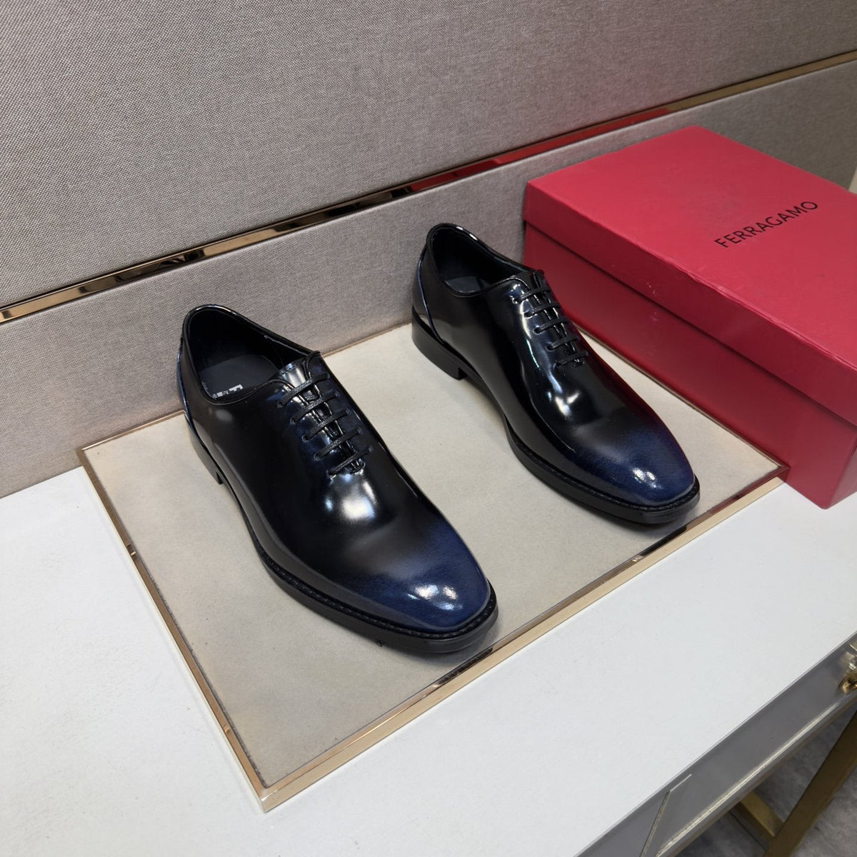 Ferragamo Men's Lace-Up Oxford Shoes — front