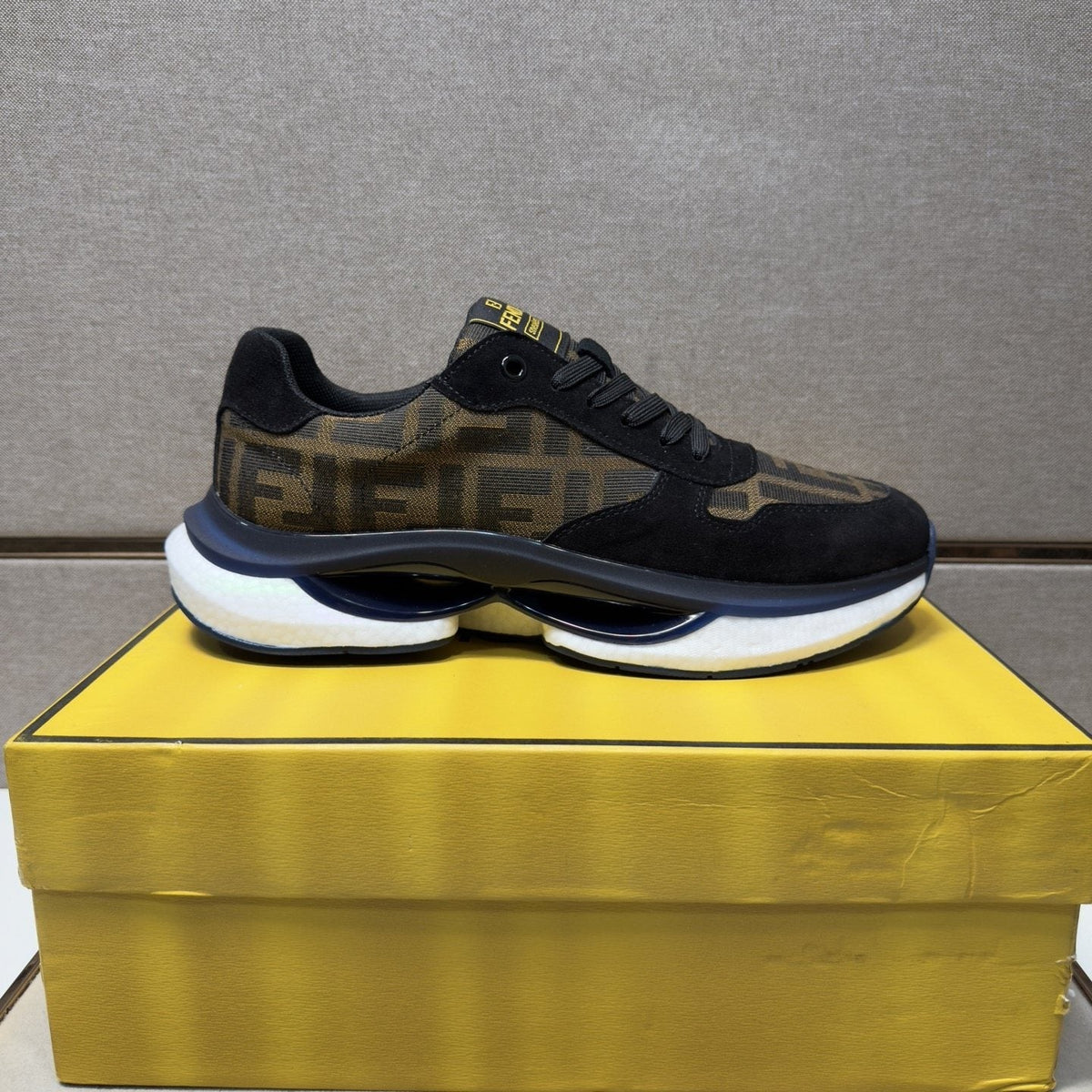 Fendi Monogram Panel Low-Top Sneakers — side
