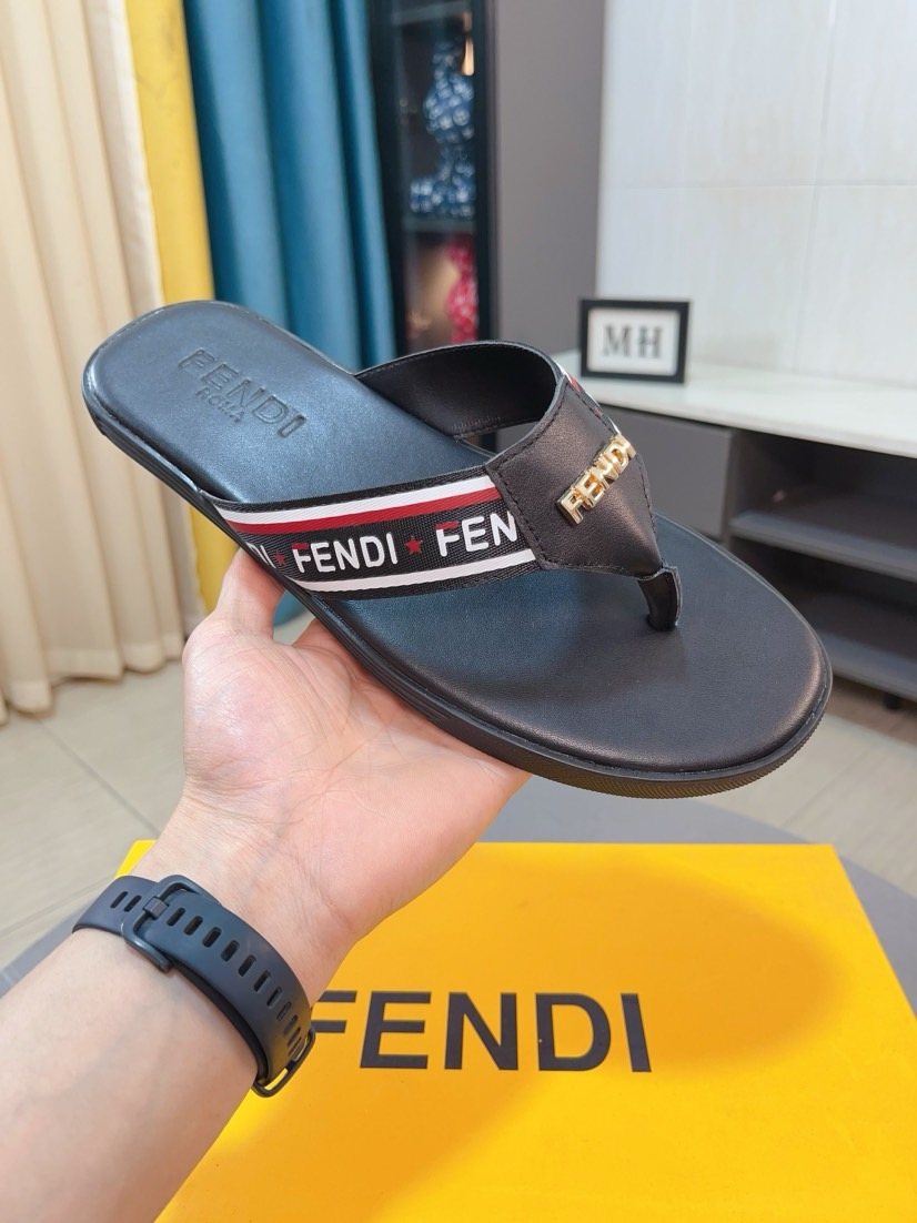 Fendi Striped Thong Sandals — front