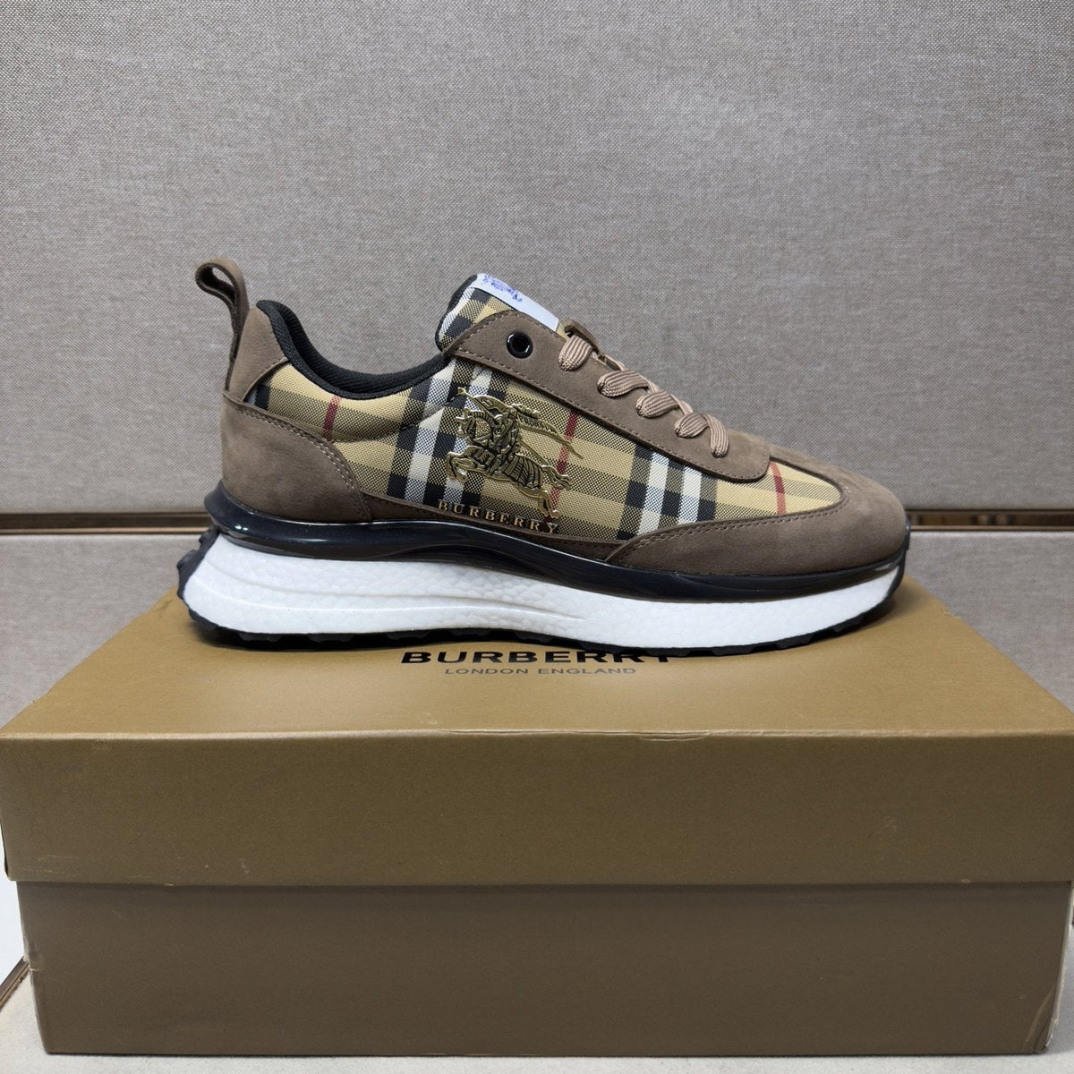 Burberry Plaid Panel Sneakers — hero