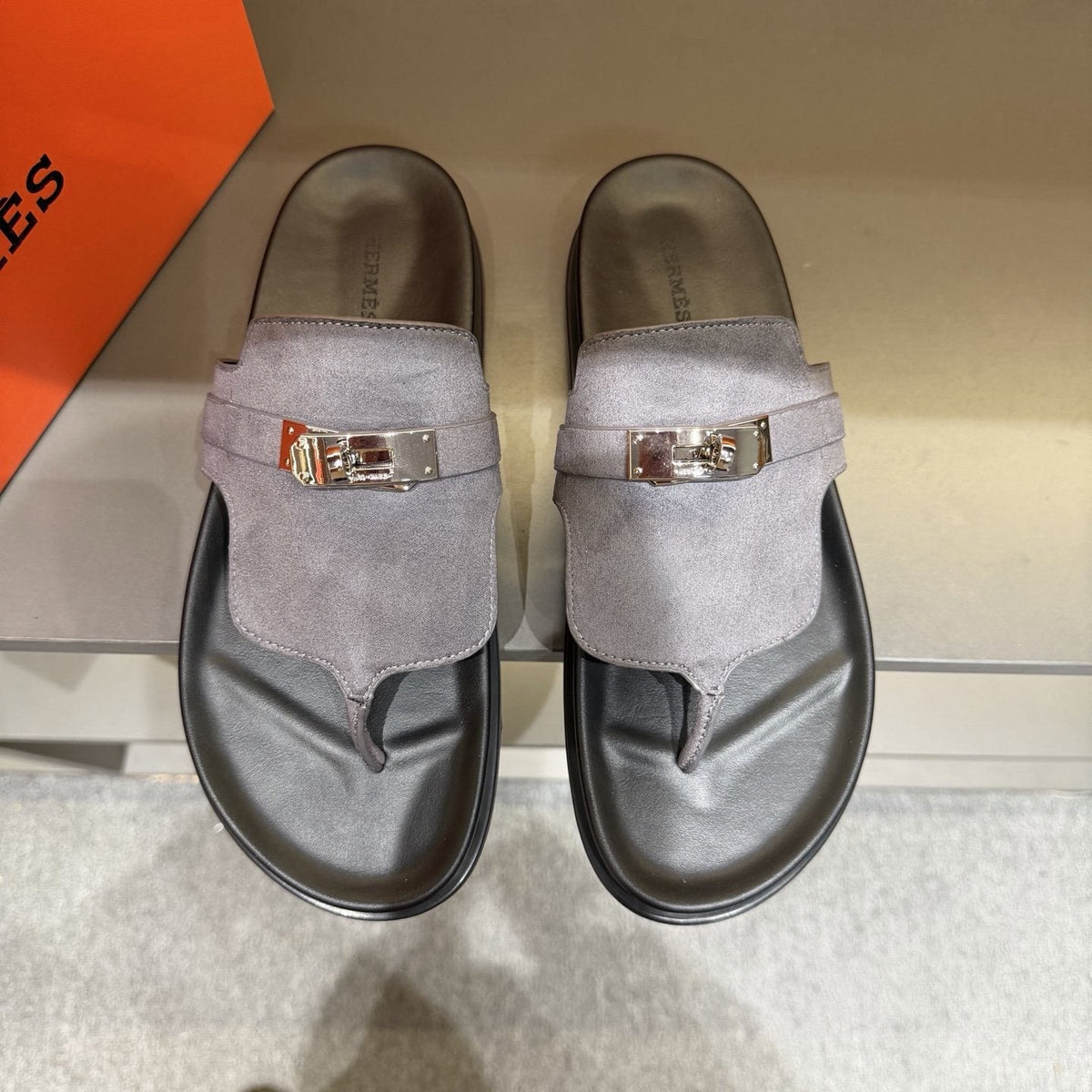 Hermès Metal-Hardware Thong Sandals — front