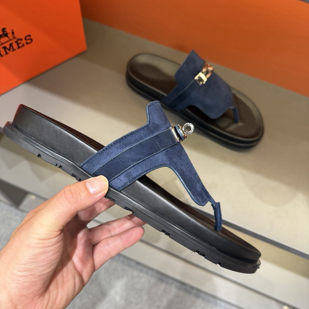 Hermès Metal-Hardware Thong Sandals — side