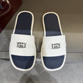 Gucci Navy Textured Slide Sandals — front