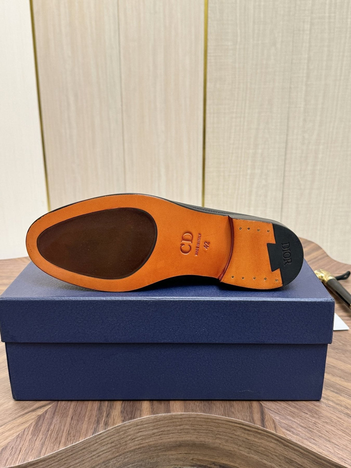 Dior Leather Moc-Toe Loafers — detail
