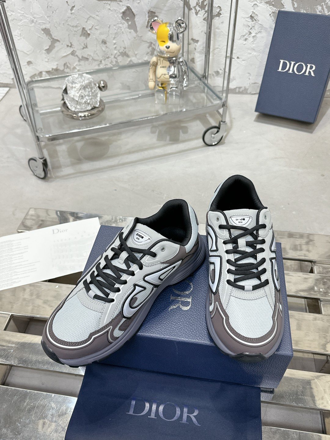 Dior Black, Gray and White Low-Top Sneakers — front