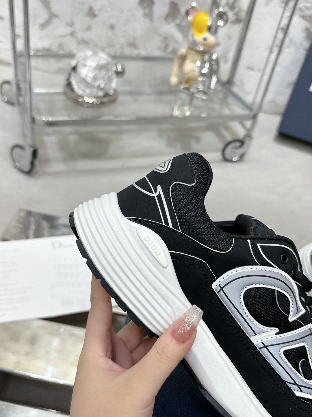 Dior Black, Gray and White Low-Top Sneakers — front