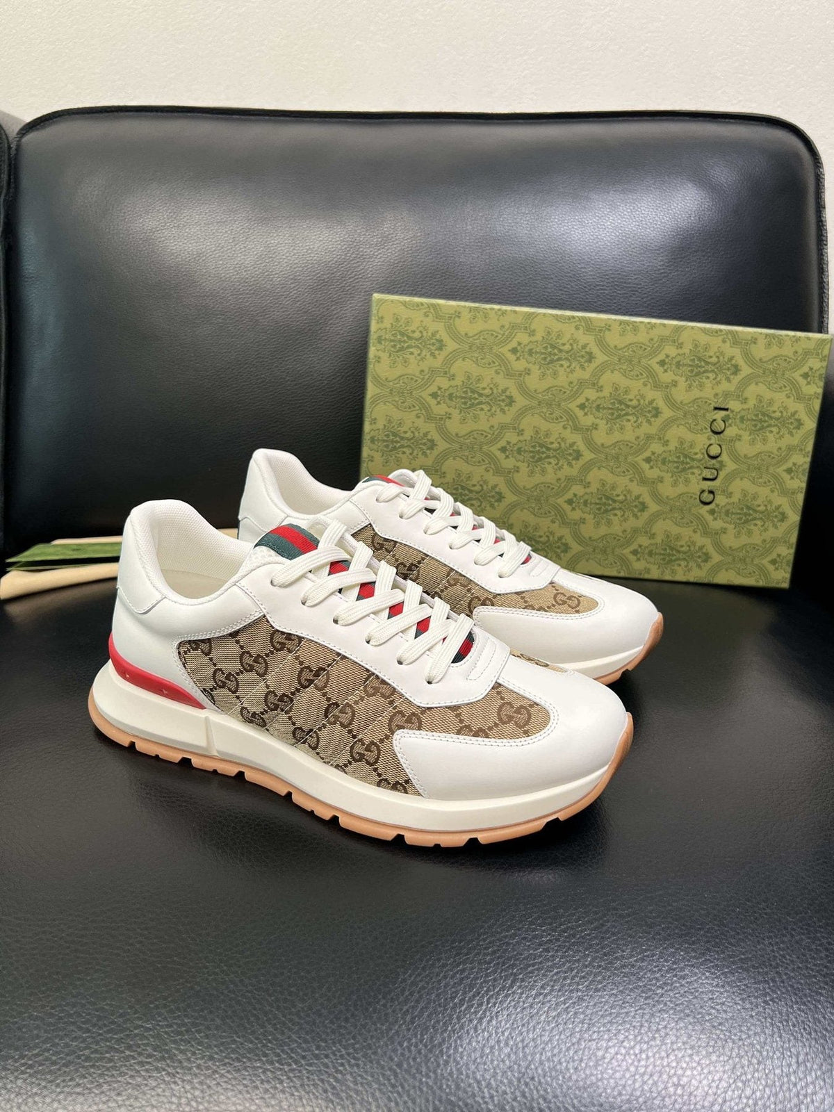 Gucci Monogram Panel Low-Top Sneakers — front