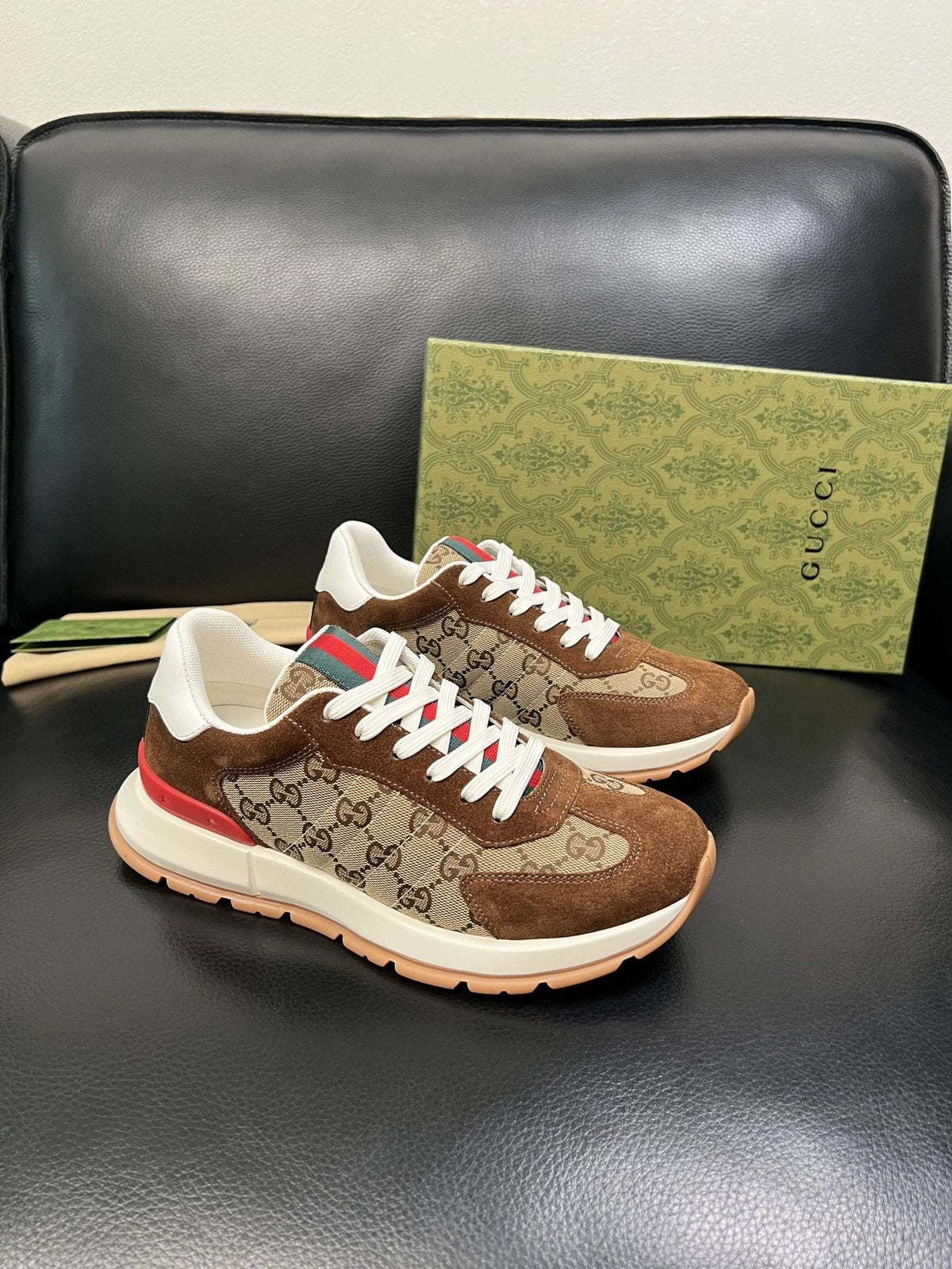 Gucci Monogram Panel Low-Top Sneakers — front