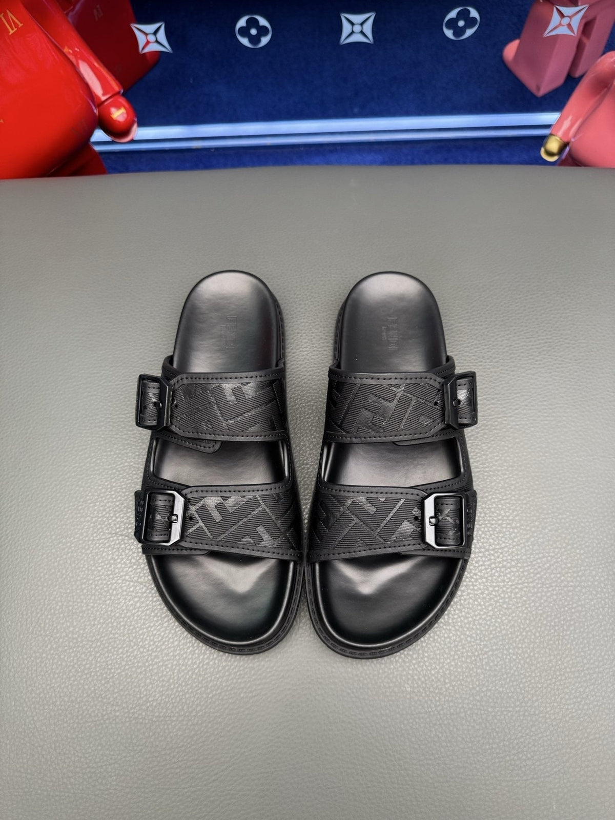 Fendi Two-Buckle Slide Sandals — front